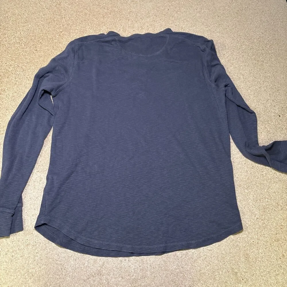 American Tall Grey Henley T-Shirt Regular Fit Size LT Long Sleeve Midweight H1